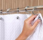 12 Piece Set Splash Home Chrome Heavy Duty Ball Shower Curtain Hooks Rings