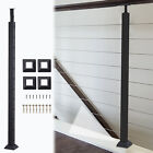 4pcs Cable Railing Post Deck Railing 42 x2 x2  Black Post With Pre-drilled Holes