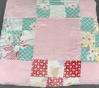 Antique 9 Patch Cutter Quilt Top Pink Feedsack Fabric 65x86 Primitive Repair