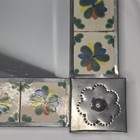 Intage Mexican Punched Tin Talavera Tile Mirror 11x14 Hand Painted Folk Art