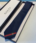 Gucci Men s Classic Twill Bee Silk Blue Tie