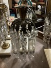 4 Piece Antique Victorian Girandole Marble Brass And Crystal Candle Holders