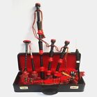 New Scottish Great Highland Bagpipe Black Finish With Red Ivory Amount With Case