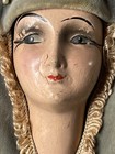 Wow  Vintage Decorative Velvet Victorian Lady Painted Pillow Antique Fringe Rare