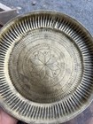 Vintage Old Brass Hand Carved Beautiful Serving  Floral Plate Round