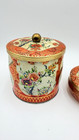 Vintage Set Of 2 Daher Floral Tin Matching Containers Made In England 