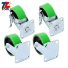 4 Pack 5     2  Swivel Caster Wheels 2 Rigid And 2 Brake 4000lbs Heavy Duty Green
