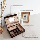Brown Full Grain Leather Jewellery Organizer - Accessories Storage Box For Women