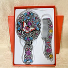 Vintage Style Enamel Butterfly Vanity Set Folding Hand Mirror   Hair Comb In Box