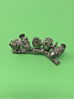 Vintage German Chrome   Metal 5 Sparrows On A Bench
