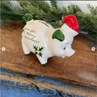Vintage Merry Christmas Pig Piggy Bank Porcelain Ceramic Pottery Jingle Bell