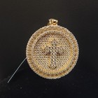 Moissanite Cross Medallion Gold Over Sterling Silver 925