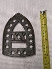 Antique  xx  Cast Iron Shield Shape Sad Iron Trivet  Pierced Holes  Victorian 