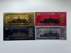 4 - 24k Foil  100 Bills In Color - Gold Silver Black   Red Collectibles