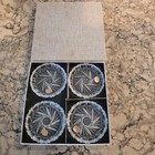 Nib Vintage Bohemia Glass Pinwheel Crystal Coasters Czechoslovakia Set Of 4