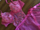 Victoria s Secret Sexy Padded Heart Embroidered Teddy Playsuit Set Pink Nwot 