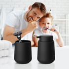 Matte Black Bathroom Toothbrush Holder Set Plastic Foaming Hand Soap Dispenser A
