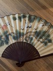Vintage Oriental Wall Fan Hand Painted Crains 