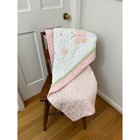 Pottery Barn Kids Quilt Applique Baby Blanket Butterfly Flowers Pink Gingham Vtg