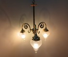 Solid Brass Chandelier     Vintage Style Ceiling Pendant Light  Cut-glass Shades