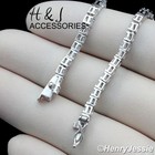 Men 925 Sterling Silver 17 -28 x3mm Bling Cz 1 Row Tennis Chain Necklace sn10