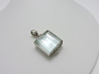 Sterling Silver Square Locket  Pendant Pools Of Light Vintage Antique Glass