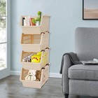 4pcs Stacking Storage Bins  Stackable Organizer Baskets Pp Plastic With Rollers