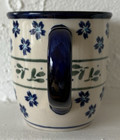 Boleslawiec Polish Handmade Pottery Mug Cup F4 With Blue Flowers Design