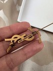 Ysl Yves Saint Laurent Golden Brass Logo Brooch