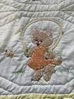 Vintage Hand-cross Stitched Yellow Work Baby Crib Quilt 48    X 52    Nursey