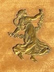 Antique C 1900s Gilt Golden Wood Jewelry Box Dancing Lady Art Nouveau Victorian