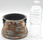 Vintage Copper   Brass Hammered Hand Decorated Art 4  Distressed Small Pot