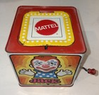 Vintage 1971 Mattel Jack N The Box Clown Tin Litho Music Box Metal  b3-g14 