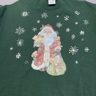 Vtg Jerzees Santa Claus Sweatshirt Sz M Green Christmas Holiday Ugly Christmas