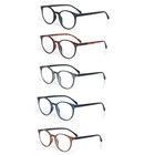 Eye Zoom 5 Pack  Retro Round Plastic Frame Reading Glasses For Men And Women