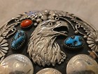  Ssi Eagle Buffalo Nickle Belt Buckle Turquoise Usa Southwestern Native Vintage
