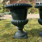 Vintage Pair Of Cast Iron Planters Campagne Urns 