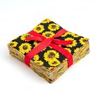 102 Piece Sunflowers    Pre Cut Charm Pack 5  Squares 100  Cotton Fabric Quilt