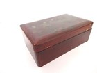Vintage Old Japanese Wooden Lacquer Box Hinged W  Geisha