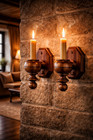 Vintage Wooden Wall Sconce Candle Holders Set Of 2 Rustic Farmhouse Decor