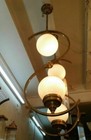 Antique Art Deco Brass Ceiling Lights     Vintage Fixtures With Milk Glass
