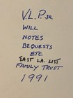From Vincent Price Estate Handwriting On File Folder From 1991  44aaa
