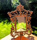 Antique Ornate Cast Brass Rococo Easel Mirror Frame 12x9 Baroque Victorian Style