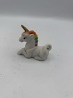 Vintage Mini Ceramic Unicorn Figurine Taiwan Rainbow Mane Gold Horn 3 5    Tall