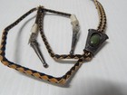 Antique Navajo Indian Sterling Silver Turquoise Bolo And Tips - Needs New Cord