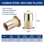 Workpro 150pc Rivet Nut 1 4 -20 Rivnut Zinc Plated Flat Head Threaded Insert Nut