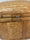 Vtg 1970s Domed Rattan Woven Basket Lid Brown Storage Wicker Large Rectangular
