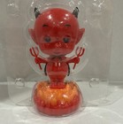 Solar Powered Dancing Devil Bobble Head Blinking Eyes Pitch Forks Black Cape New