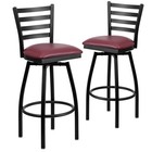 Flash Furniture Hercules 32  Swivel Metal Bar Stool In Black And Burgundy