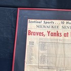 1957 Milwaukee Sentinel World Series Braves Vs Yankees Framed Newspaper 19 5x25